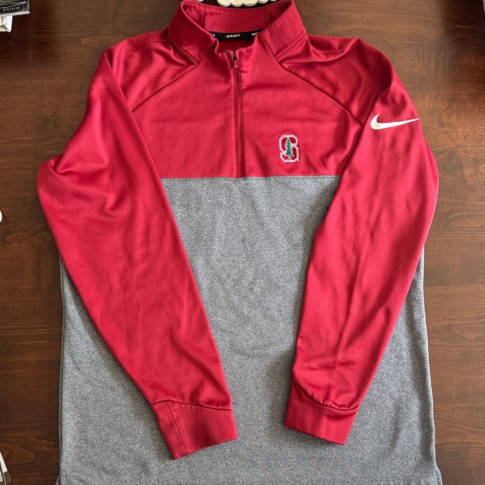 Nike Red and Gray Quarter-Zip Stanford Pullover
